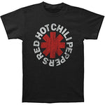 Red Hot Chilli Peppers Asterisk Distressed Black Logo Mens T-shirt Officially Licensed